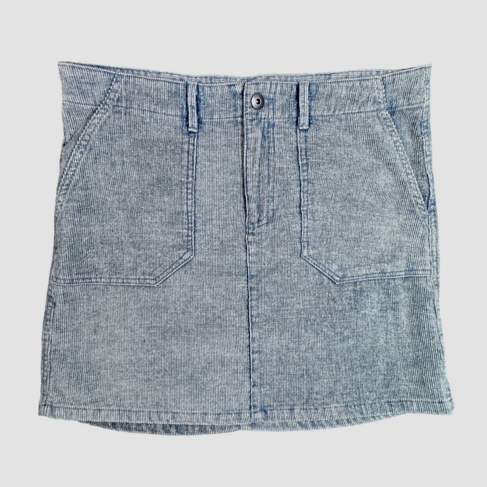 Dylan Corduroy Mini Skirt Blue Striped Cotton Coastal Preppy Casual 8